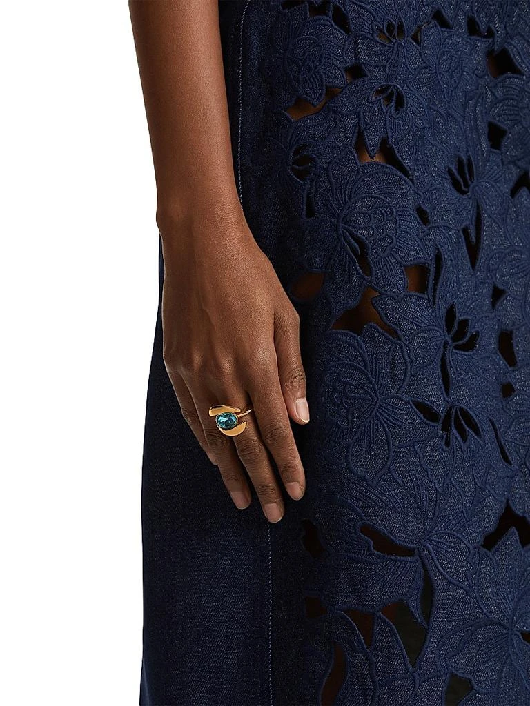 Oscar de la Renta 24K-Gold-Plated Brass 
Glass Crystal Oval Ring 2