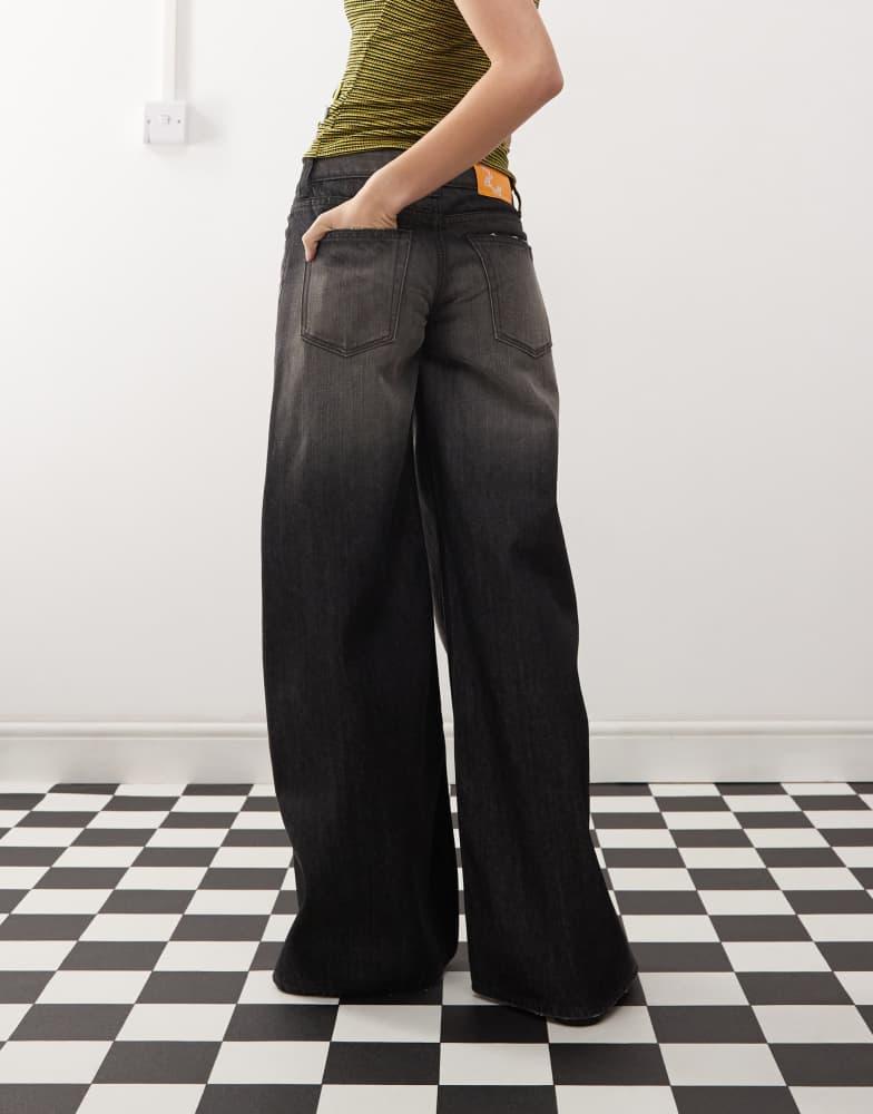 Cheap Monday Cheap Monday Poser mid rise wide leg skater jeans in rubby washed black