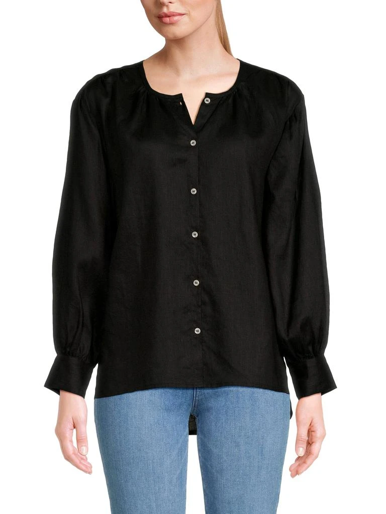 Saks Fifth Avenue 100% Linen Blouse 1