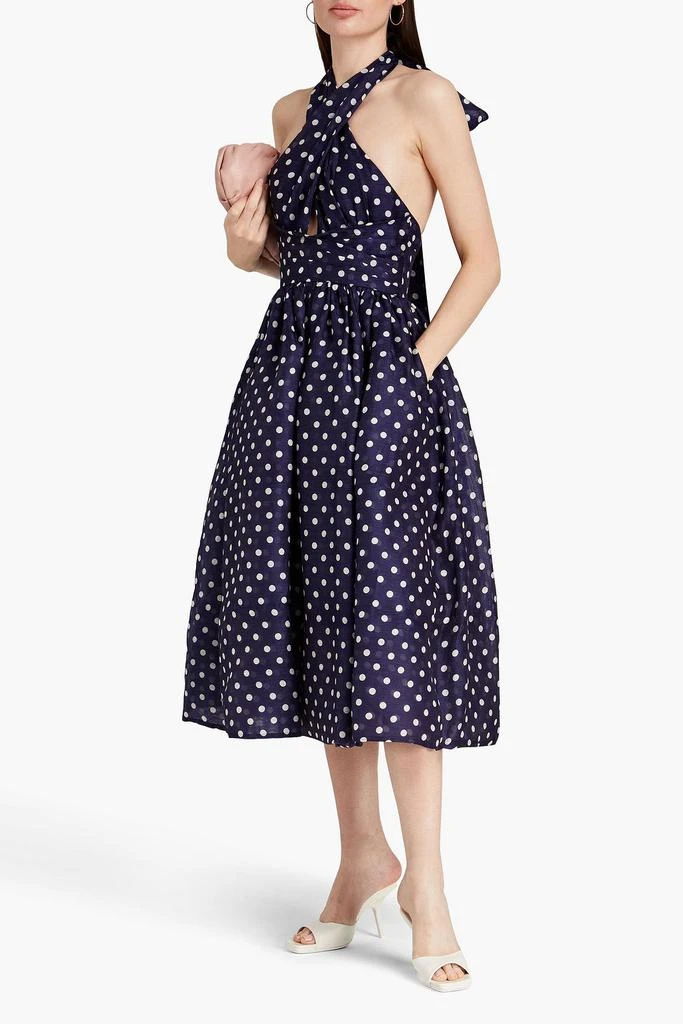 Zimmermann Polka-dot linen and silk-blend halterneck midi dress 2