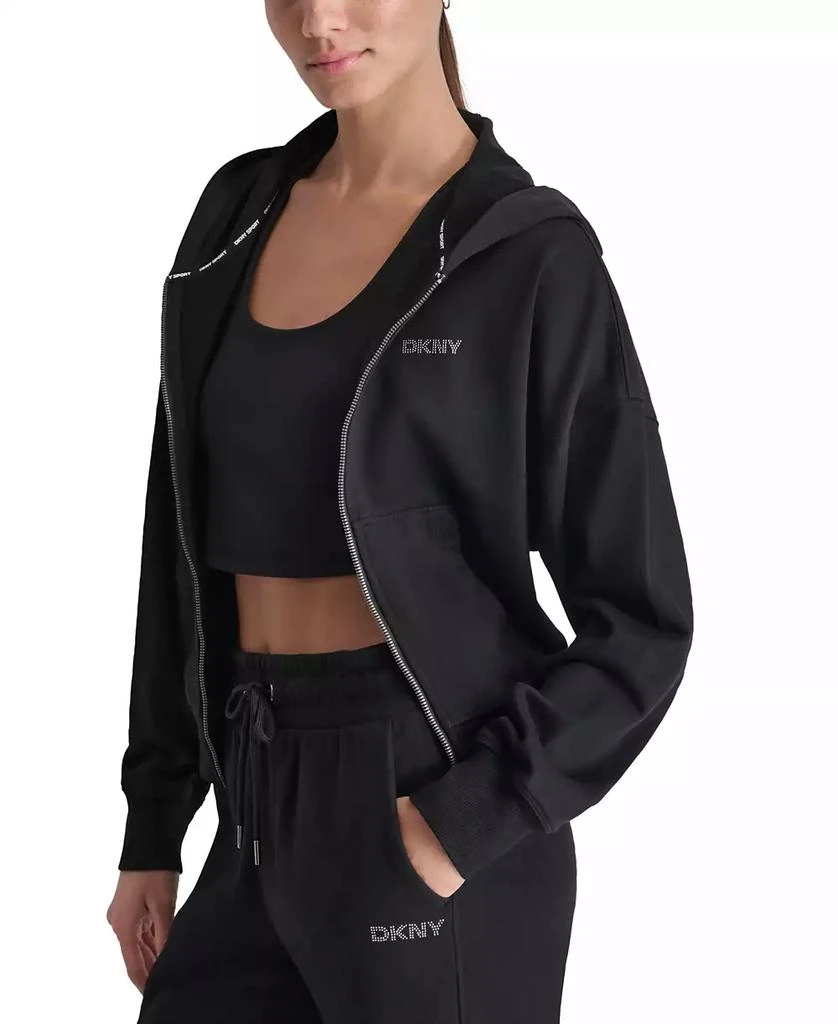 DKNY Sport Women's Rhinestone Logo Full-Zip Hoodie 3