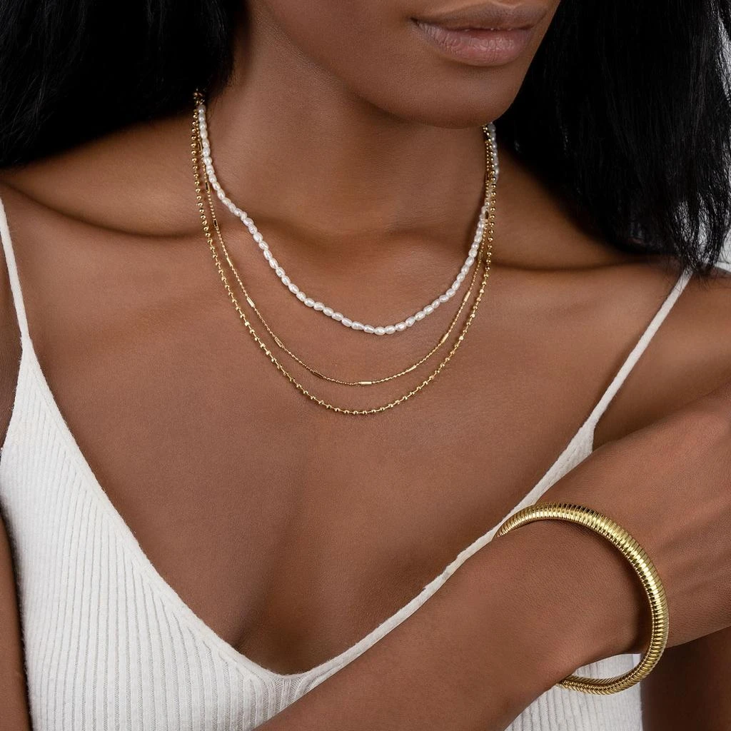 Adornia Seed Pearl Layerd Necklace gold 2