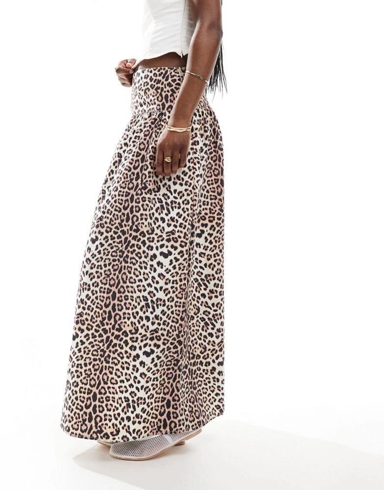 ASOS ASOS DESIGN dropped waist cotton maxi skirt in leopard print 1