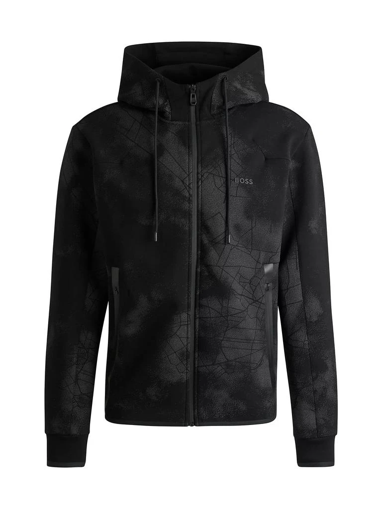 Hugo Boss Zip-Up Hoodie with Decorative Reflective Artwork 1