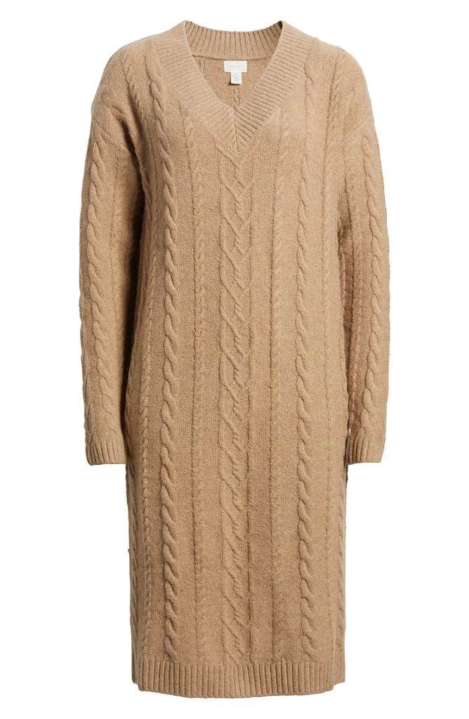 Caslon Long Sleeve Cable Stitch Sweater Dress 5