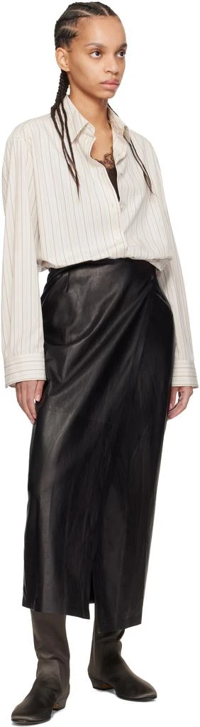 The Row Black Bert Leather Maxi Skirt 4