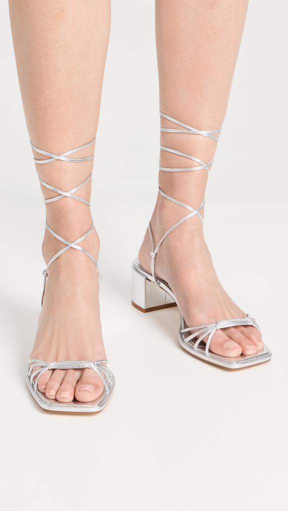 AEYDE Serafina Laminated Nappa Leather Silver Sandals