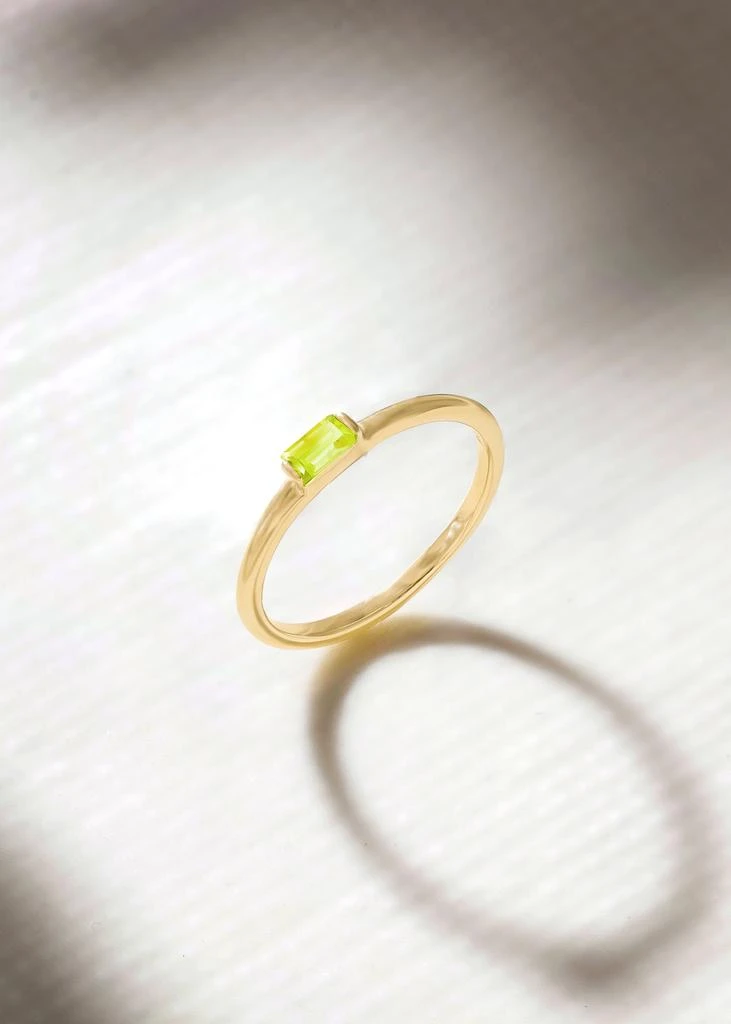 Tiramisu 14K Gold Plated Over 925 Sterling Silver Baguette Blush Peridot Ring 4