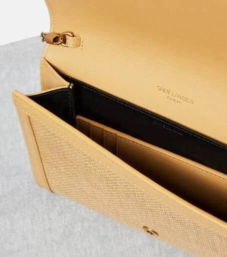 Yves Saint Laurent Uptown raffia wallet on chain 3