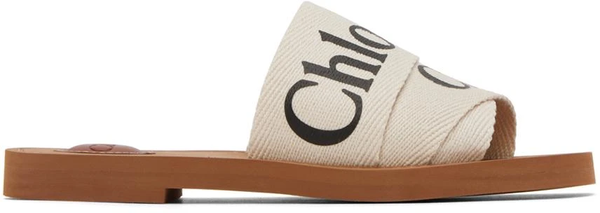 Chloé White Woody Flat Mules 1
