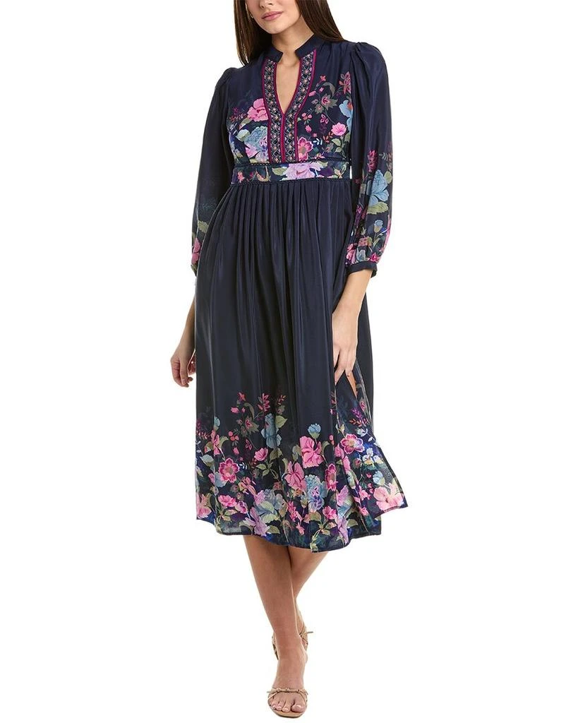 Johnny Was Petite Valeria Silk Tea Length Dress 1