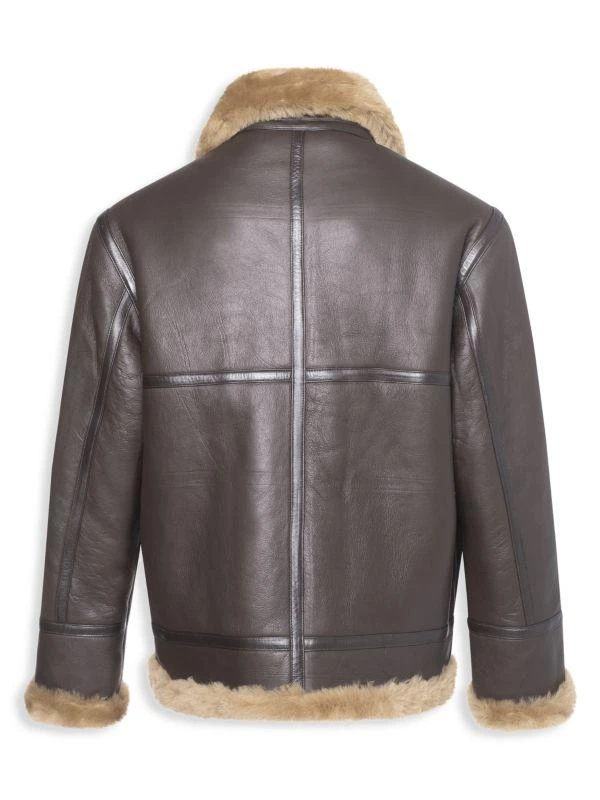WOLFIE FURS Sheepskin & Shearling Trim Moto Jacket 2