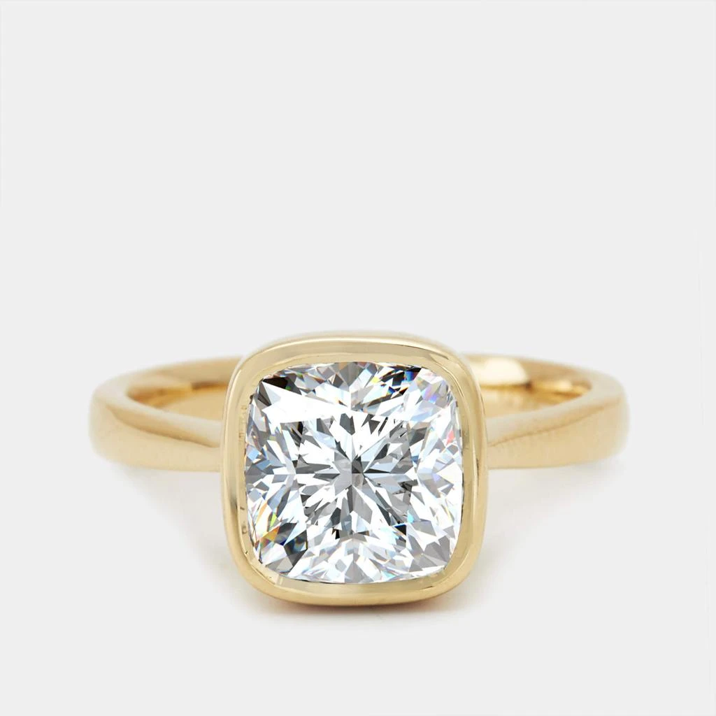 The Diamond Edit 3.00 cts Cushion Brilliant 18k Yellow Gold Lab Grown Diamonds Ring Size 54 2