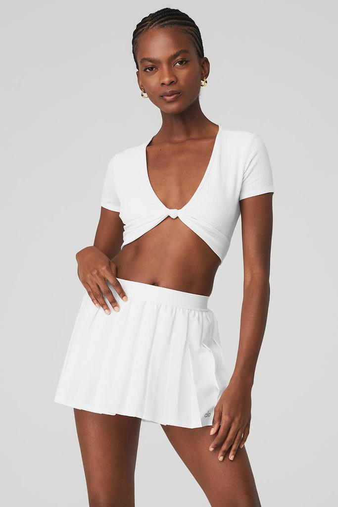 Alo Ribbed Knotty Short Sleeve - White