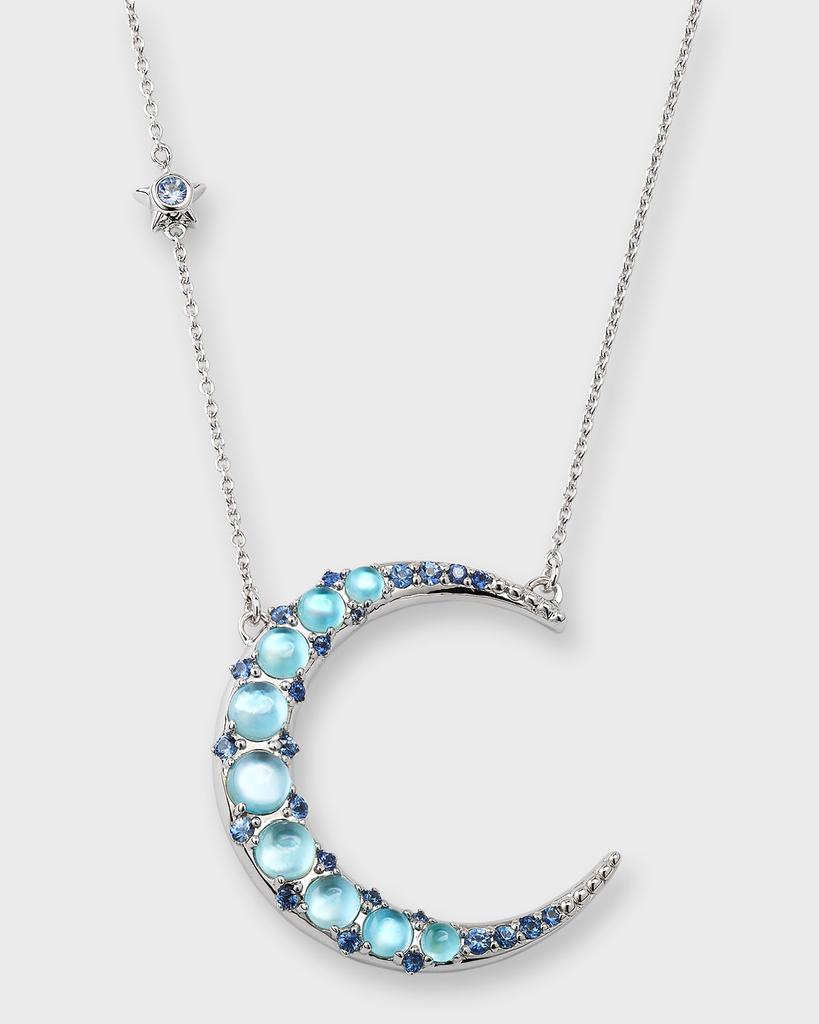 Monica Rich Kosann Sterling Silver Blue Topaz Crescent Moon Statement Necklace