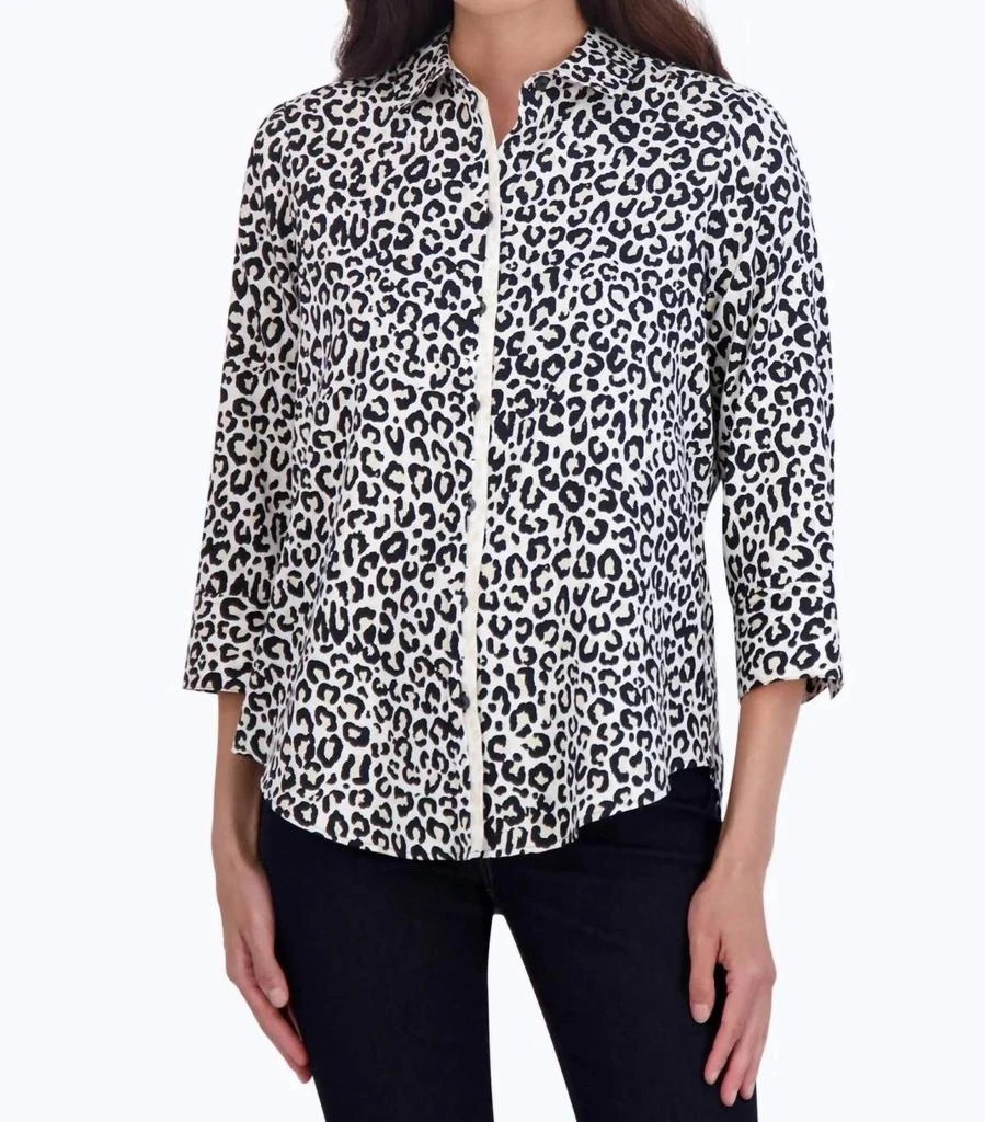FOXCROFT Foxcroft - Charlie 3/4 Sleeve Leopard Blouse 1