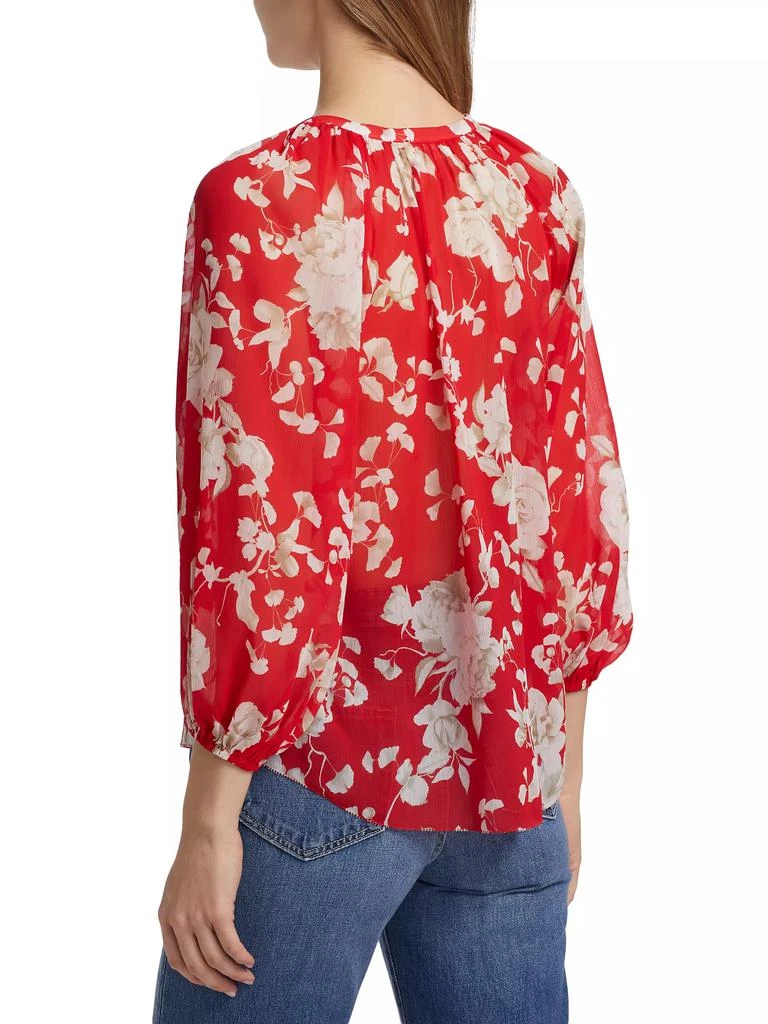 L'Agence Teagan Floral Semi-Sheer Button-Front Blouse 5