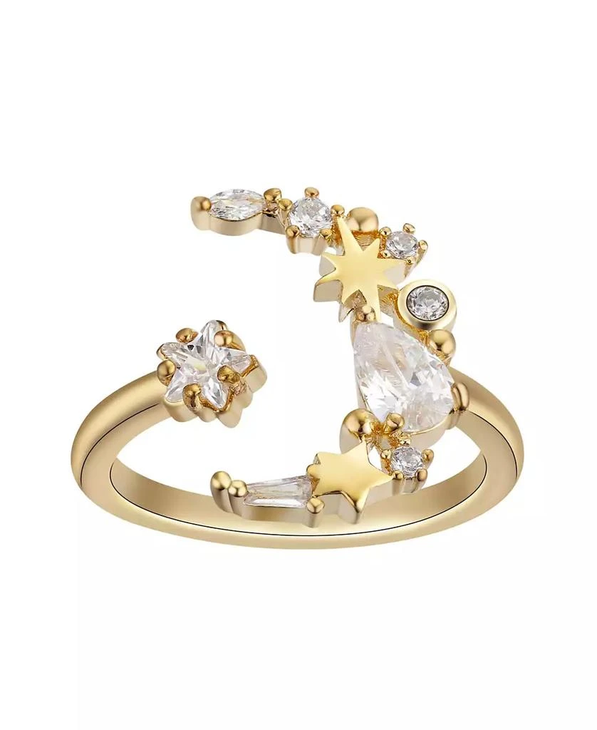 Unwritten 14Kt Gold Flash Plated Cubic Zirconia Moon Adjustable Ring 1