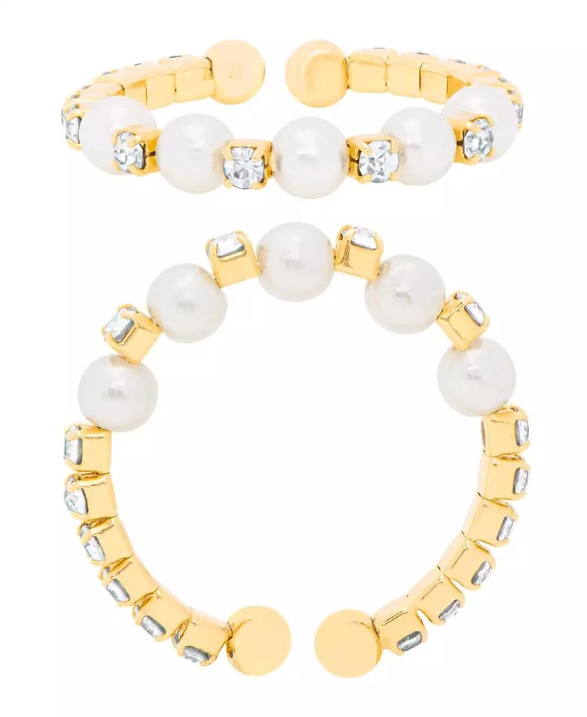 Macy
s Gold Plated Simulated Imitation Pearl and Cubic Zirconia Stretch Ring