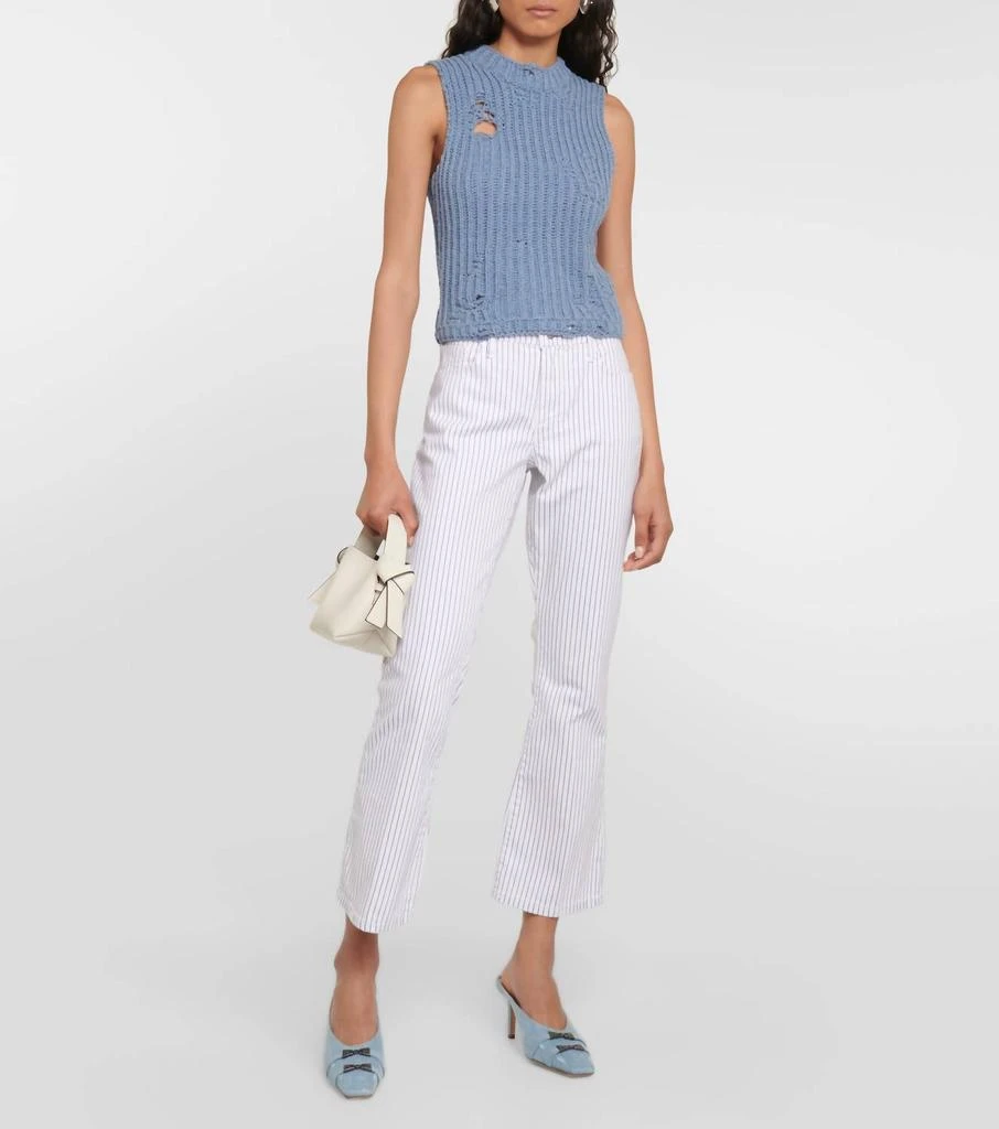 FRAME Le Crop Mini Boot Striped Jeans In White 1