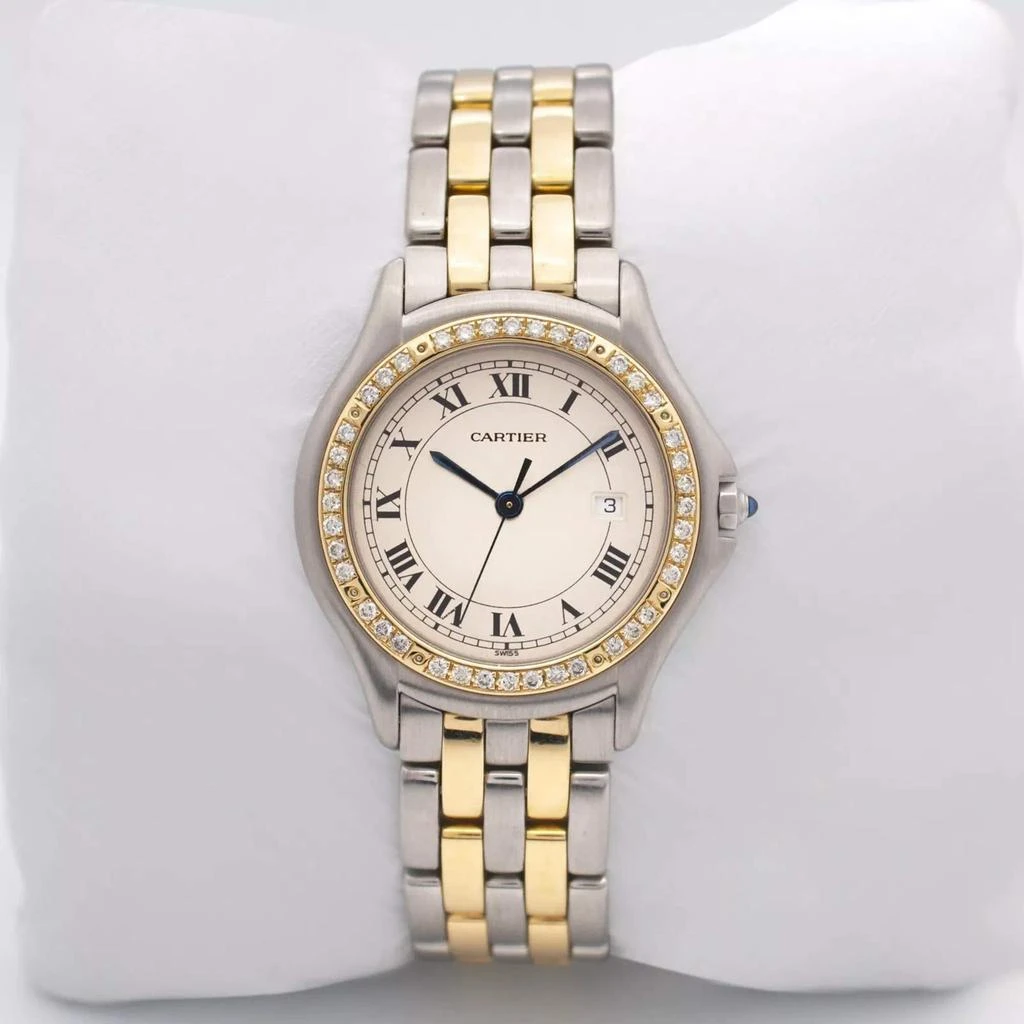 Cartier Cartier Customised Ivory 5CT Diamond 18K Yellow Gold Cougar 187904 Quartz Women's Wristwatch 33mm 5