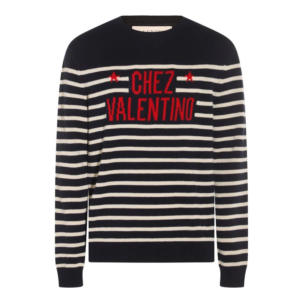 Valentino Valentino Striped Logo Detailed Crewneck Jumper from Cettire