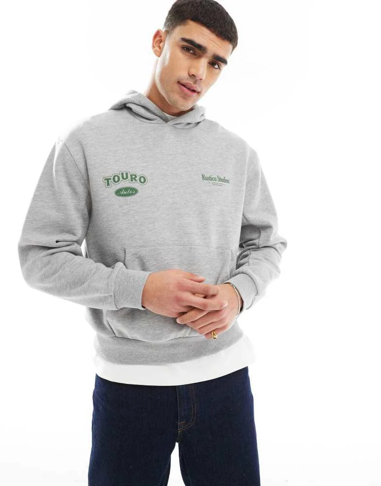 ASOS ASOS DESIGN boxy oversized hoodie with print in grey marl 1