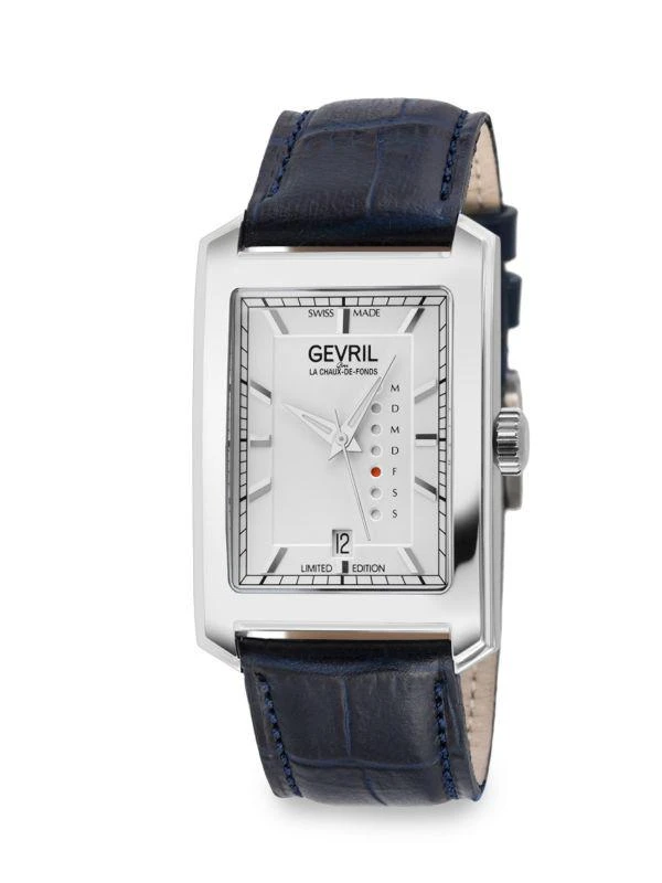 Gevril ​Manhattanhenge Stainless Steel 
Leather-Strap Watch/31MM x 39MM 1