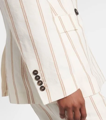 Brunello Cucinelli Striped linen and cotton blazer 5