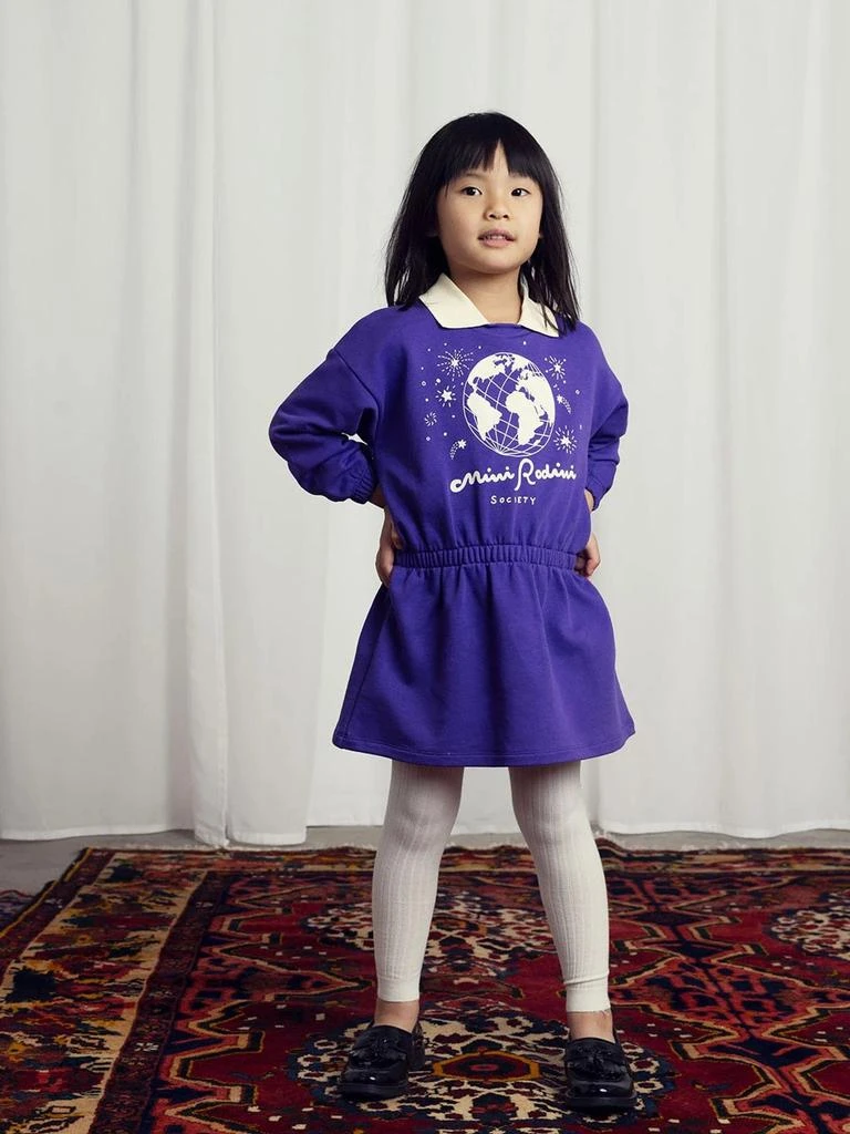 Mini Rodini Mini Rodini Girls Society Sweater Dress in Purple 2