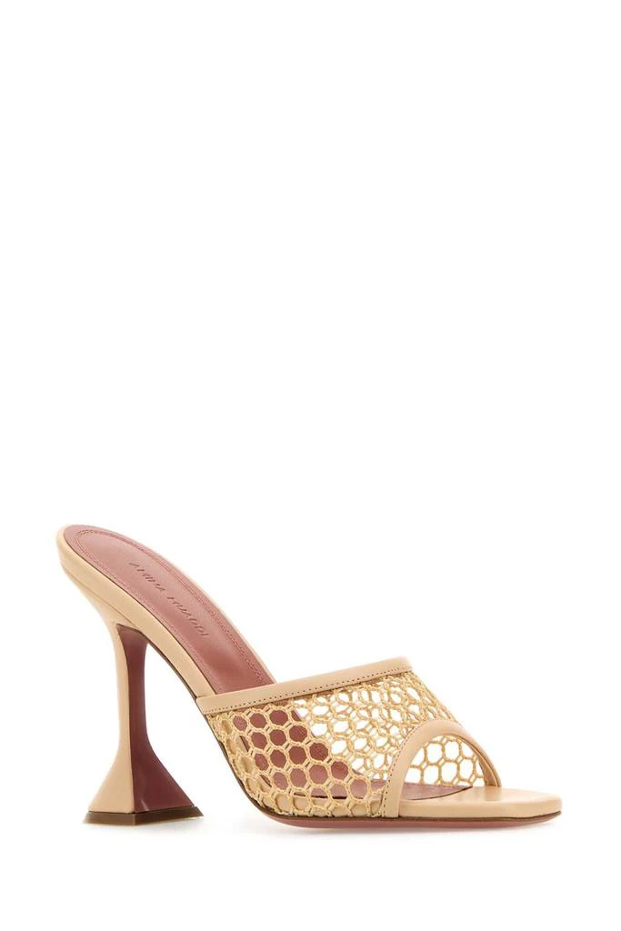 Amina Muaddi Skin Pink Leather And Mesh Lupita Net Mules 2