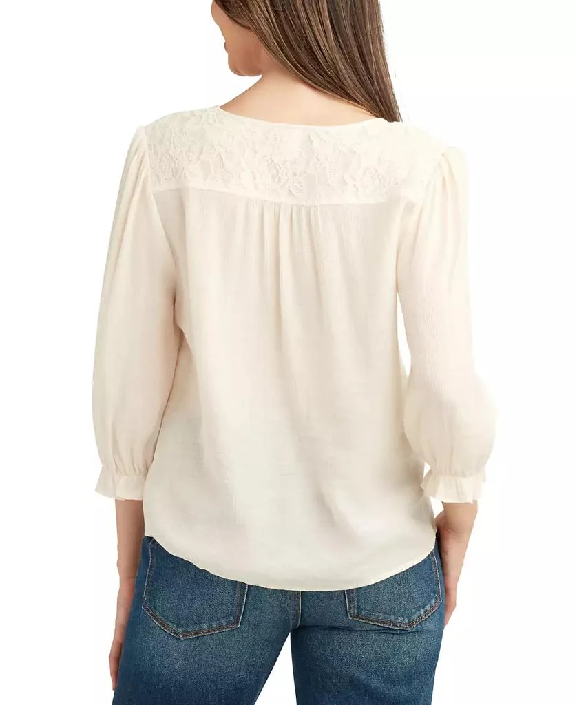 BCX Juniors' Lace-Trim 3/4-Sleeve Peasant Top 2