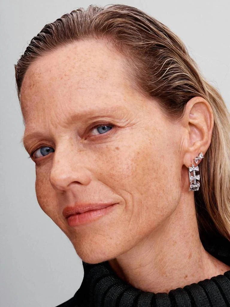 PANDORA Sparkling Bow Row Hoop Earrings In Silver 2