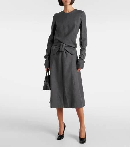 MAISON MARGIELA Gathered cotton and wool midi dress 2