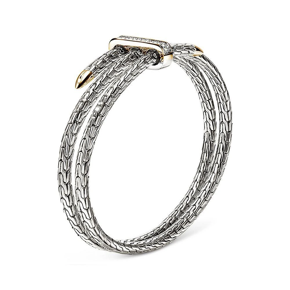 John Hardy Sterling Silver & 14K Yellow Gold Diamond Spear Triple Flex Cuff Bracelet 3