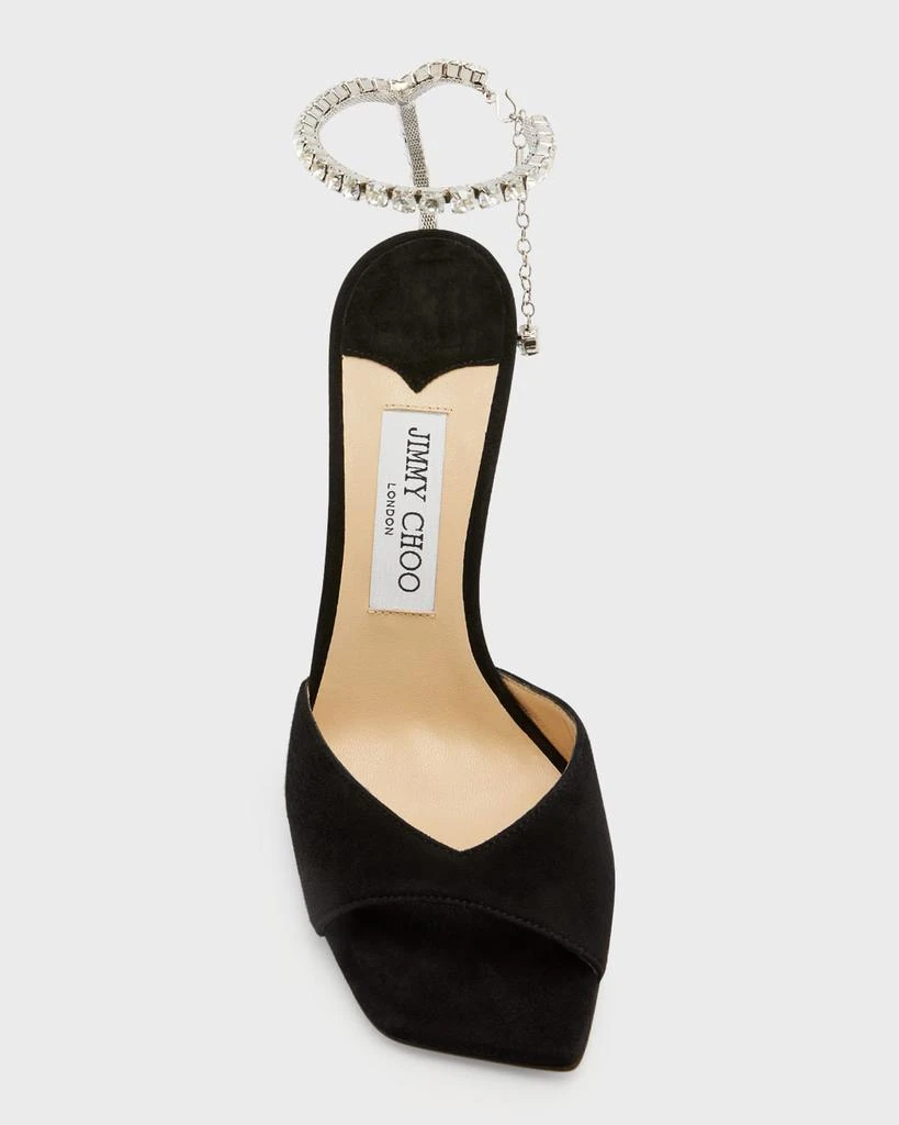 Jimmy Choo Saeda Suede Crystal Ankle-Strap Sandals 7