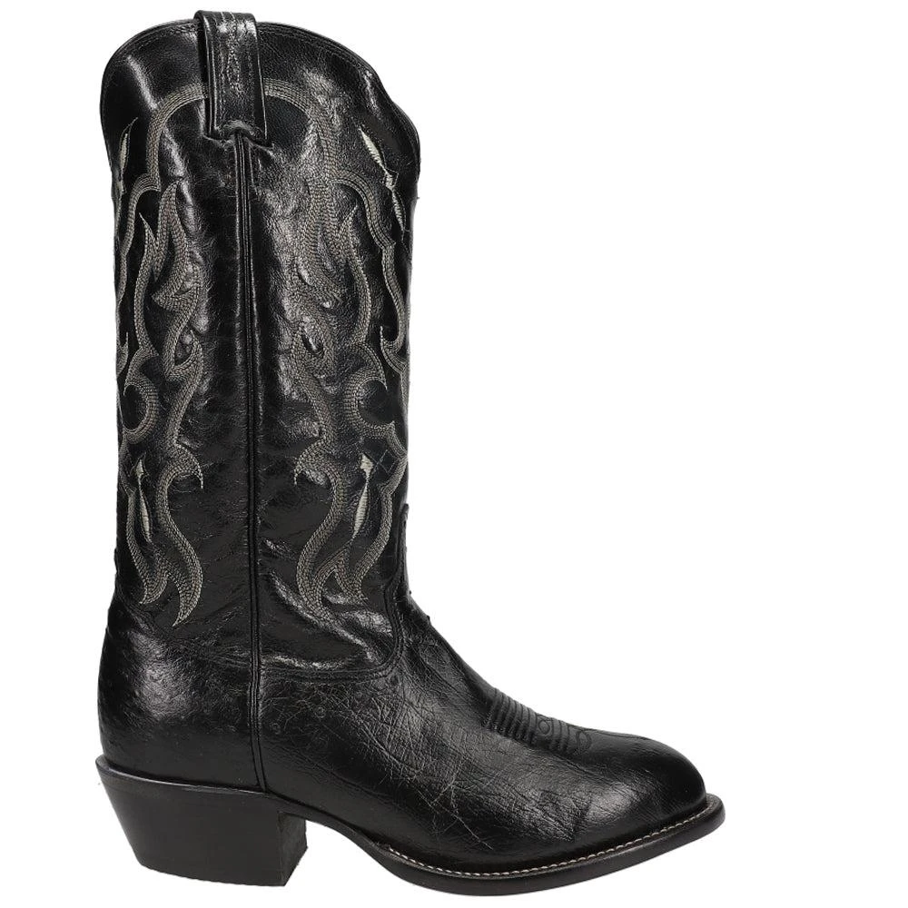 Tony Lama Bonham 13 Inch Smooth Ostrich Embroidered Round Toe Pull On Cowboy Boots 1