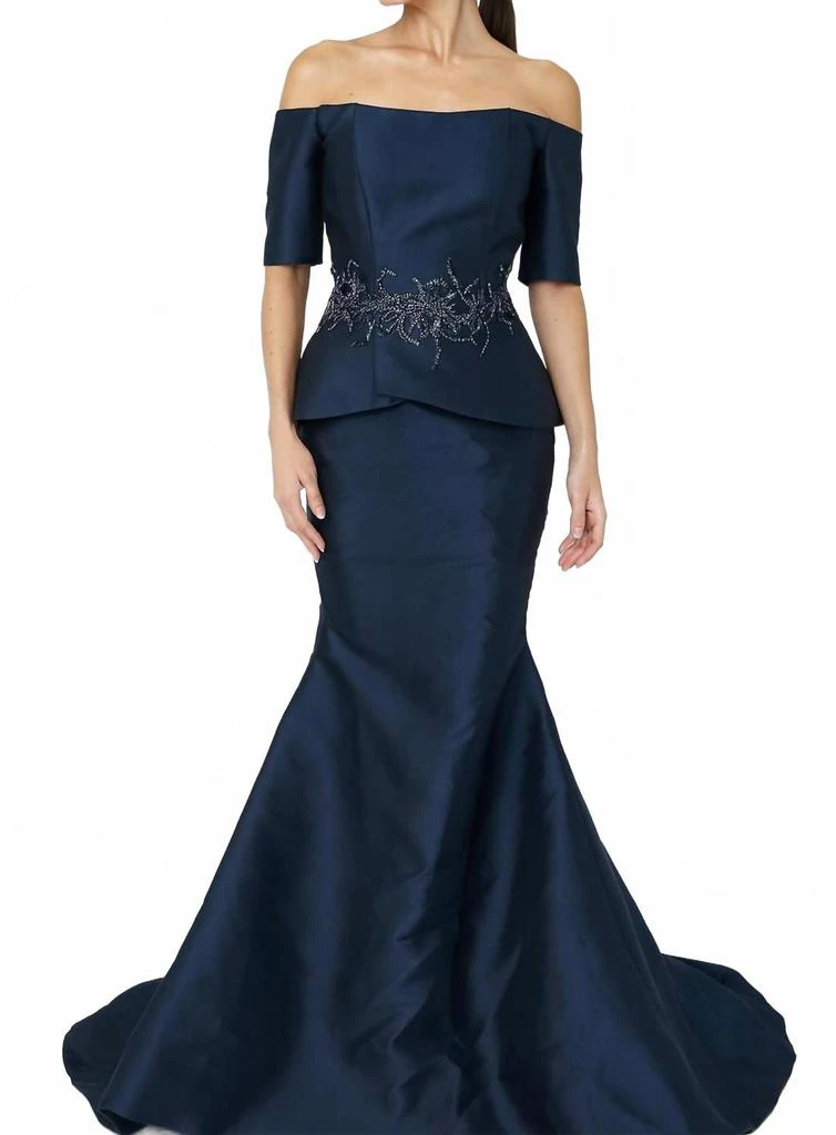 Shop Off-Shoulder Embellished Peplum Mermaid Gown In Navy on Sale at  BeyondStyle  Get 63% Off Off-Shoulder Embellished Peplum Mermaid Gown In  Navy with Limited-Time Flash Deals, Exclusive Discounts, and Special Offers.