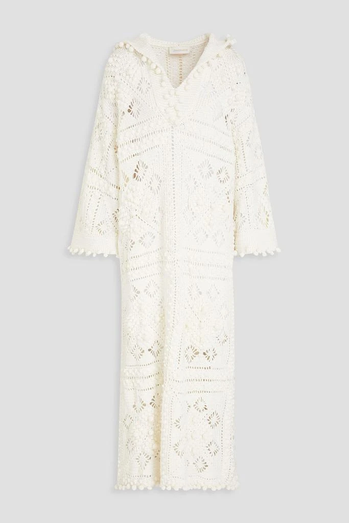 Zimmermann Crochet-knit cotton hooded kaftan