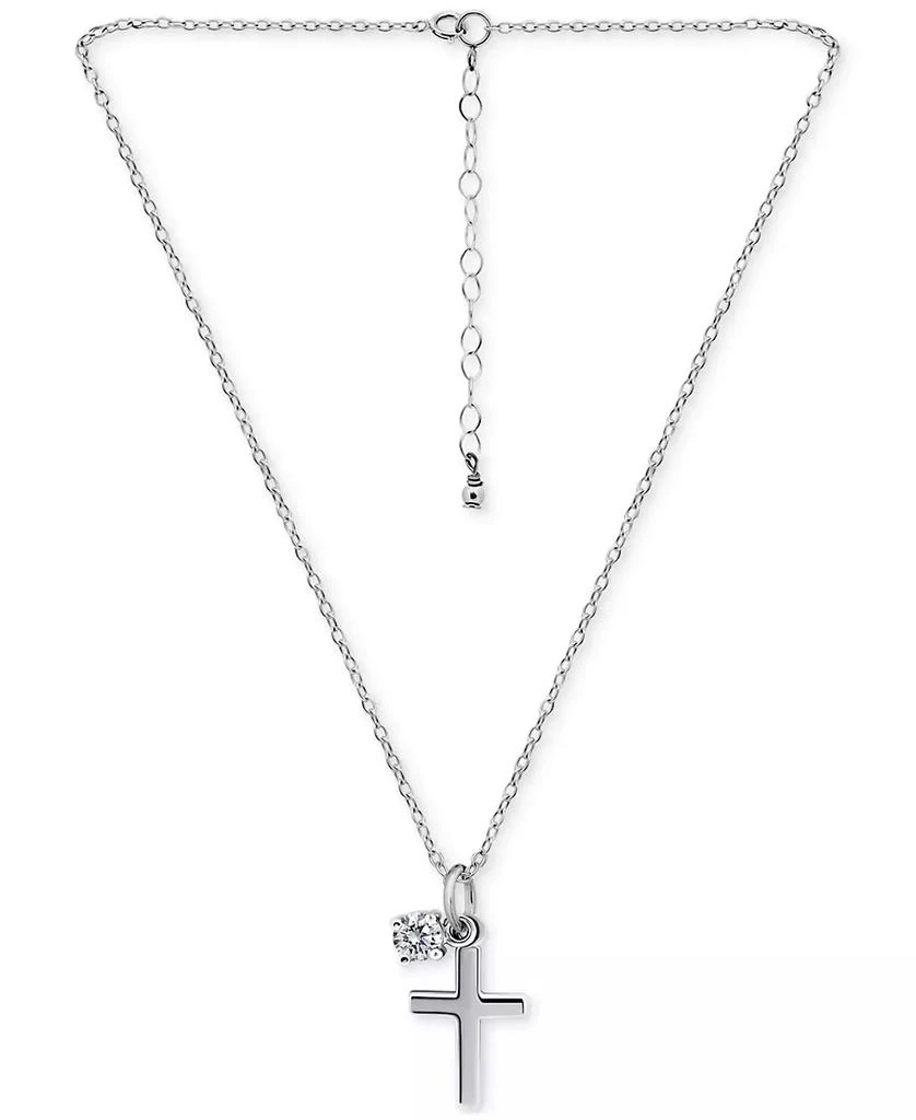 Giani Bernini Polished Cross & Cubic Zirconia Dangle Pendant Necklace, 16" + 2" extender, Exclusively at Macy's 3