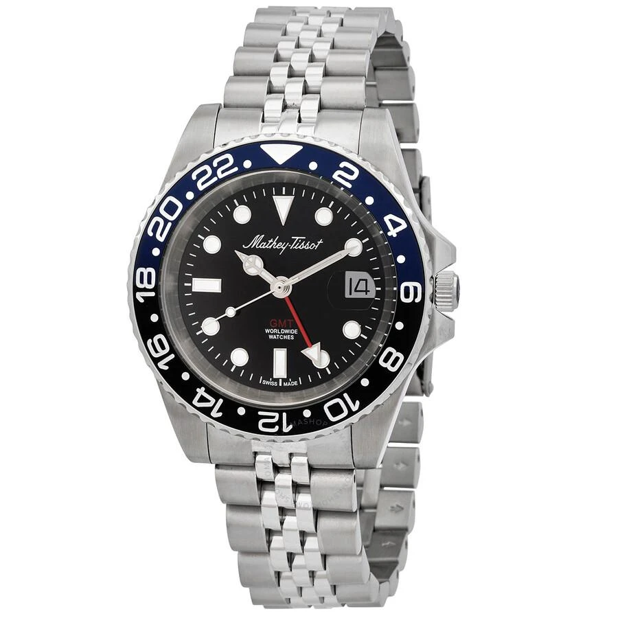 Mathey-Tissot Mathy Vintage GMT Black Dial Batman Bezel Men's Watch H903ANB 1