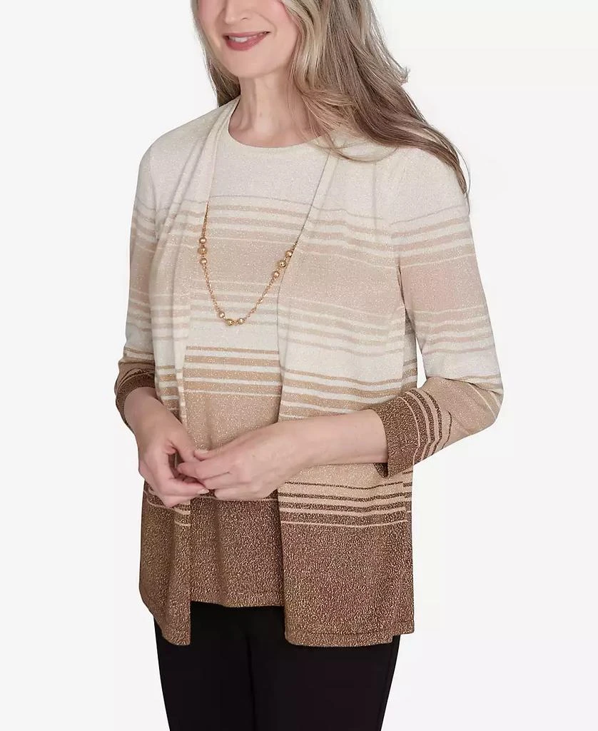 Alfred Dunner Petite Classics Ombre Two in One Striped Sweater 4
