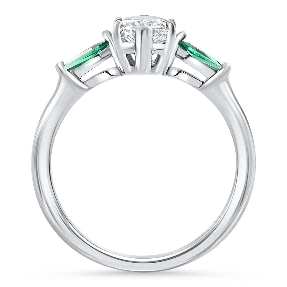 Pompeii3 1 1/10Ct Marquise & Emerald Diamond Ring 14k White Gold Lab Grown