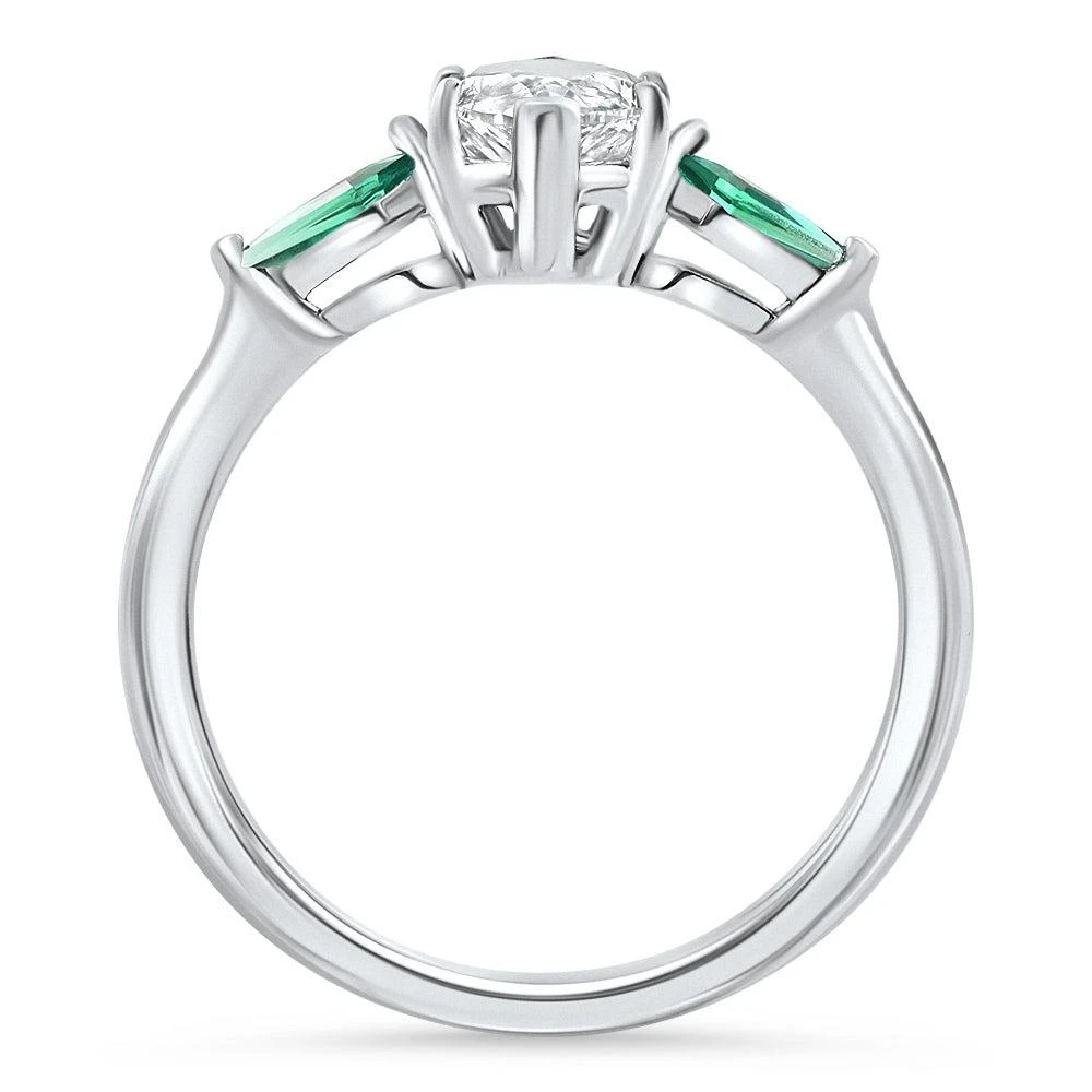 Pompeii3 1 1/10Ct Marquise & Emerald Diamond Ring 14k White Gold Lab Grown 2
