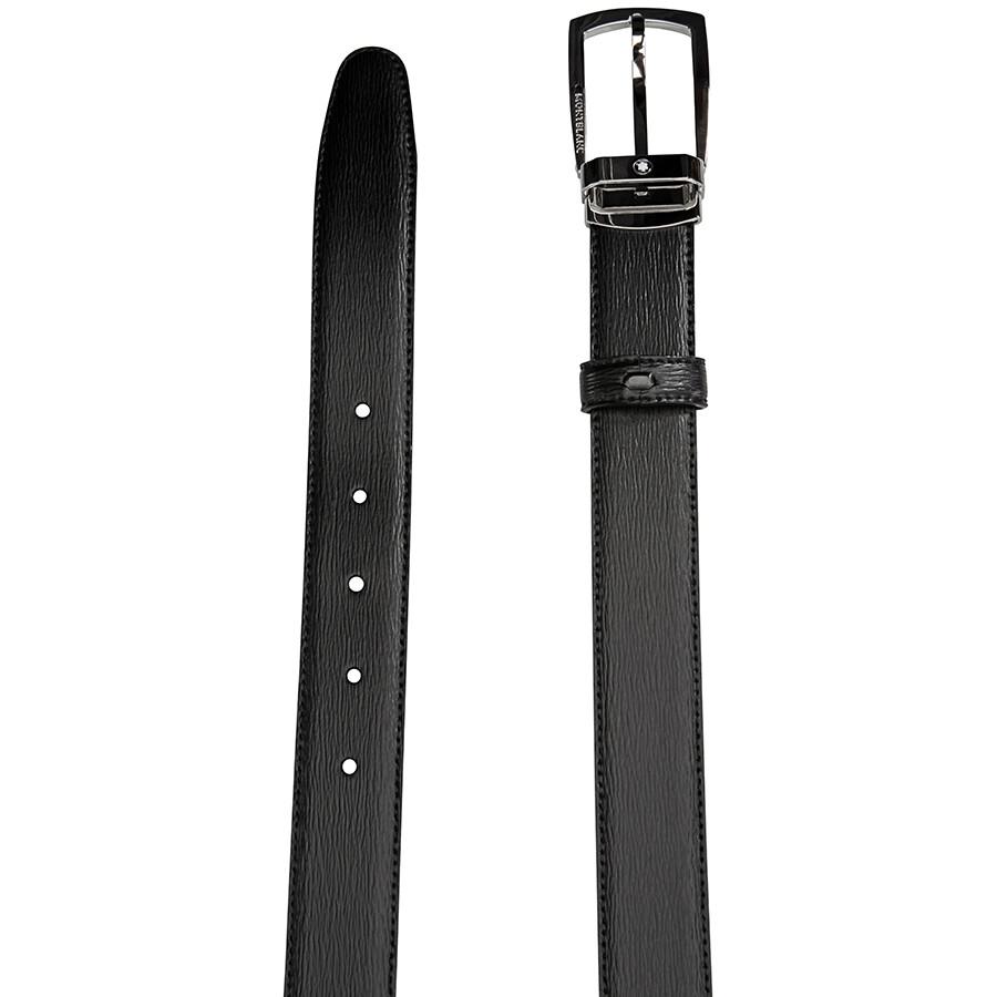 MontBlanc Black Leather Belt- Black