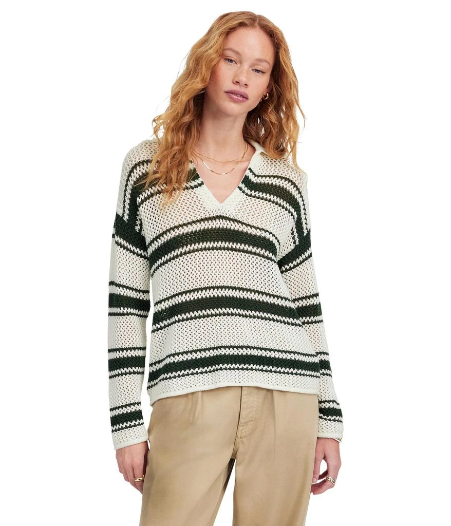Madewell Stripe Madeleine Open Stitch Long Sleeve Polo 1