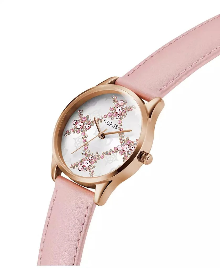 GUESS Women's Analog Pink Genuine Leather Watch, 36mm 5