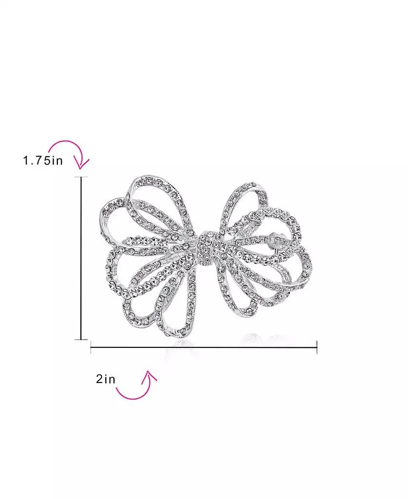 Bling Jewelry Set of 2 Large Holiday Crystal Bow Brooch Pin Silver Gold Plated 4
