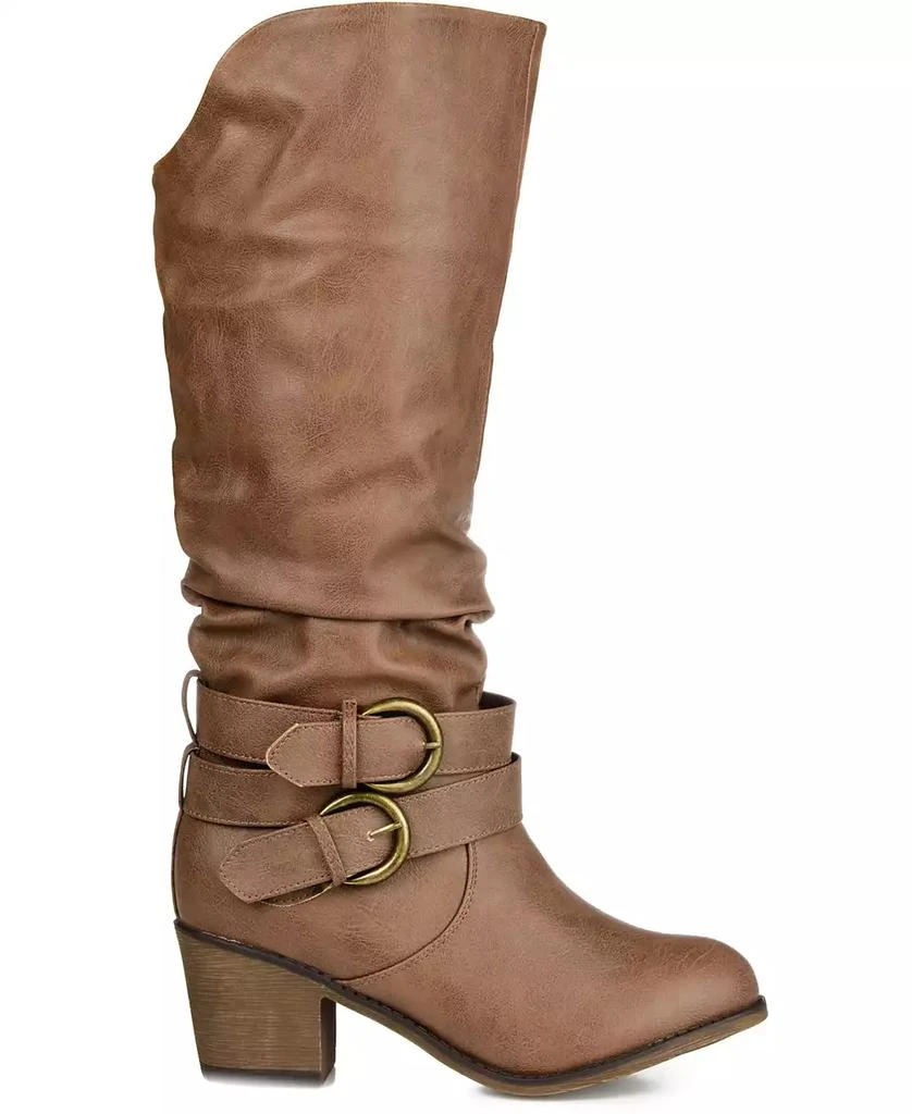Journee Collection Women's Late Wide Calf Rouched Buckle Mid Shaft Block Heel Boots 2