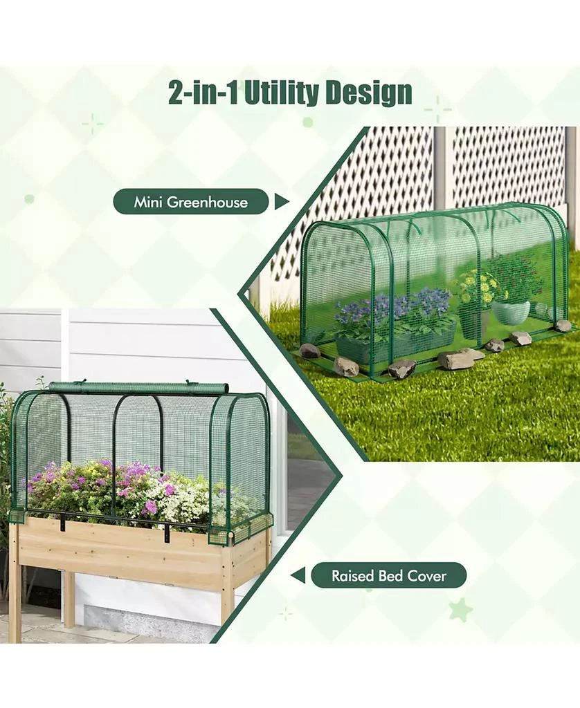 SUGIFT Mini Tunnel Greenhouse with Roll-up Zipper Door-Green 6